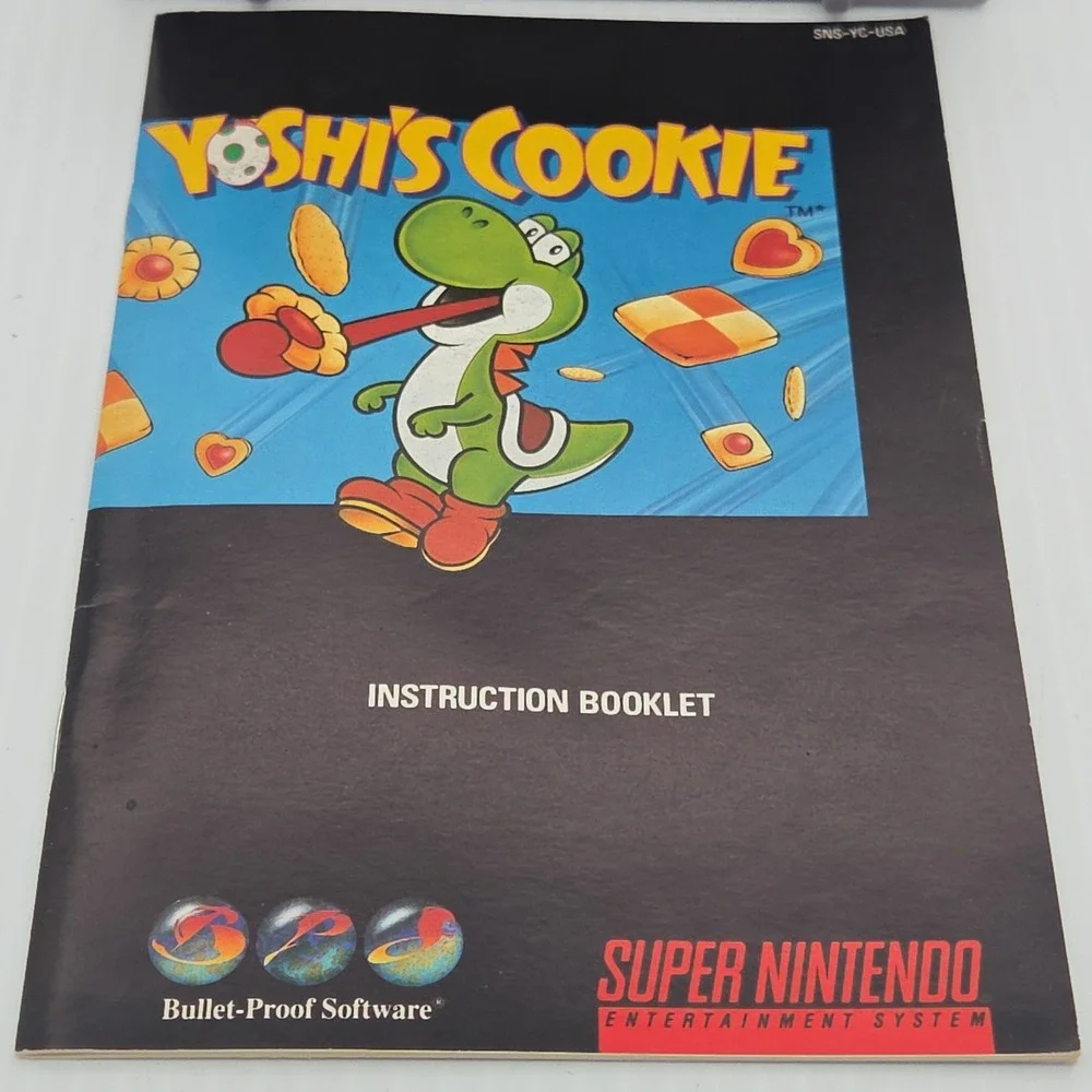 Yoshi's Cookie Super Nintendo SNES Game Cartridge & Manual SNS-YC-USA 1993